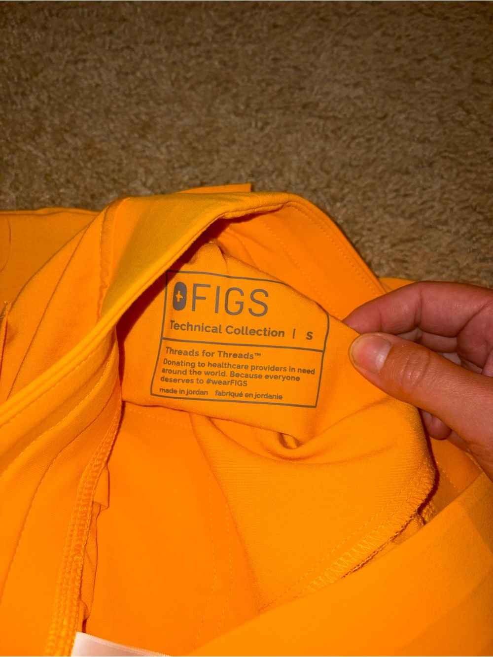 FIGS V-Neck Scrub Top in Mustard Orange - Picture 3 of 4